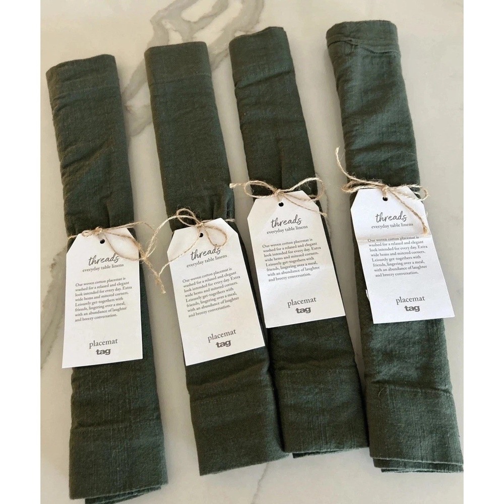 New Green Placemats 4 Threads Everyday Table Linens Cotton Rectangular Dillard's